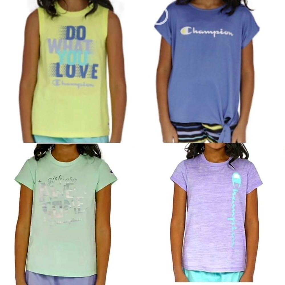 NWT Champion girls tees tank top T-shirt vibrant colors sz 4 lot bundle 347